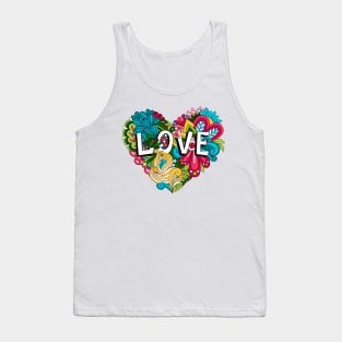 doodle love heart shape Tank Top